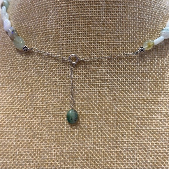 Gorgeous Genuine Gemstone Necklace- polished green w/ sterling silver clasp - Picture 7 of 7